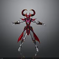 Mythical Fantasy 3D Character With Red Purple Armor Horns And Flowing Cape
