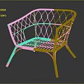 Orange Rattan Leisure Chair with Modern Woven Design and Comfortable Armrests