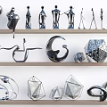 Modern Abstract Landscape Sculptures With Metallic Geometric Shapes And Various Forms