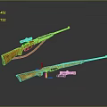 Vintage Rifles With Wooden Stocks Scope Long Barrel And Bullets
