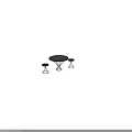 Modern Round Dining Table Set With Black Tabletop Metal Mesh Base And Two Stools
