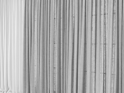 Modern Gray And White Curtains With Vertical Lines And Smooth Fabric Texture 3d model