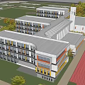 modern school building modern teaching building modern primary and secondary school 3d model