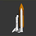 Detailed Space Rocket Model With Orange Nose Cone And White Body