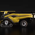Efficient Yellow Combine Harvester With Tracked Wheels And Harvesting Equipment Cabin