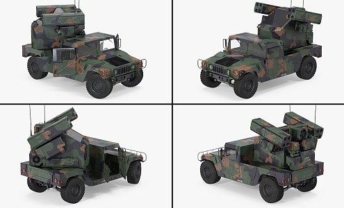 Hummer M998 equipped with anti-aircraft missiles 3d model