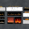 Various Modern Fireplace Designs Featuring Real Flames And Marble Stone Materials 3d model