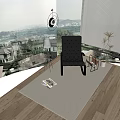 Modern Black Leather Recliner With Floor Lamp Side Table Plant And Window Blinds