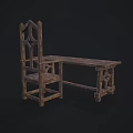 Vintage Wooden Dining Set With Table And Carved Chair Design Details