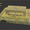 Concrete Military Bunker Model With Textured Roof Two Openings Grass And Display Base