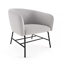 Light Gray Fabric Leisure Chair with Curved Backrest and Black Metal Legs Modern Design