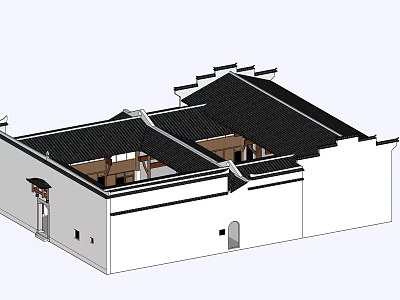 Ancient Chinese Architecture Traditional Design With Black Tiled Roof And Courtyard Structure 3d model