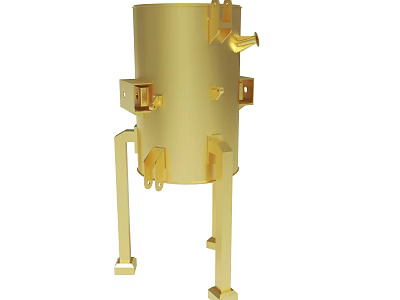 Golden Metal Container With Stand And Structural Design Components 3d model
