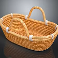 Natural Wicker Household Storage Basket With Two Handles And White Straps