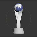 FIFA Trophy With Blue Globe Top Silver Stand And White Base 3d model
