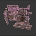 Ancient Architectural Stone Components With Intricate Carvings And Traditional Roof Designs