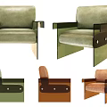 Brown Leather Armchair with Acrylic Armrests and Modern Minimalist Design Features