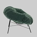 Stylish Dark Green Velvet Round Leisure Chair With Black Metal Legs