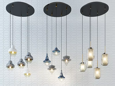 Modern chandelier fashion simple metal chandelier combination 3d model