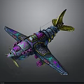 Colorful Space Spaceship Model With Vibrant Design And Decorative Details