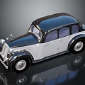 Vintage Classic Sedan Black And White Design With Retro Rounded Body And Chrome Details