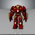 Red Gold Iron Man Hulkbuster Armor 3D Model With Glowing Blue Energy Core Details