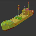Modern Water Vessel With Green Deck White Superstructure And Red Hull 3d model