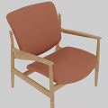 Modern Stylish Single Chair With Brown Leather Seat And Wooden Frame