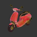 Red Modern Scooter With Black Seat And Side Mirrors On Reflective Surface 3d model