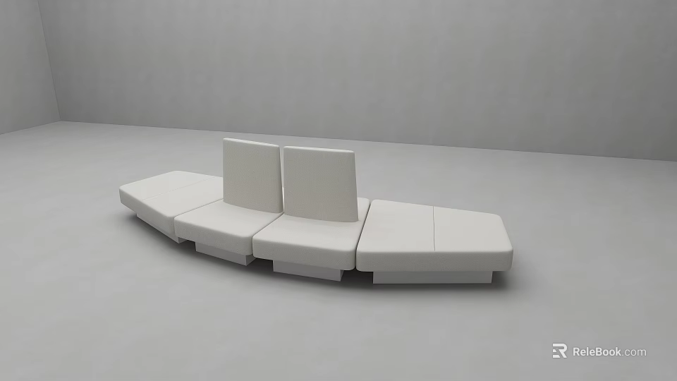 Modern Curved Sectional Sofa With Light Gray Fabric And Modular Design 3d model