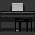 Stylish Digital Piano Setup With Music Stand Sheet Music And Piano Stool