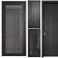 Modern Wooden Flush Doors With Striped Panels And Glass Inserts For Interior Design