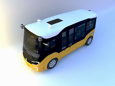 Modern Yellow And White Bus With Sleek Exterior Design White Roof And Large Windows 3d model