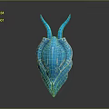 Game And Movie Character Blue Horned Helmet With White Patterns And Fantasy Design