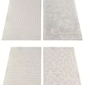 Modern Square Rugs With Geometric Patterns In Light Beige For Home Decor 3d model