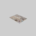 Square Area Rug With Abstract Pattern In Beige Brown Blue Tones