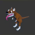 Playful 3D Game Movie Character With Orange Body White Paws Standing Pose And Sticking Tongue