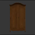 Vintage Wooden Wardrobe With Arched Top Double Doors And Carved Legs Design