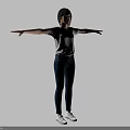 A Woman In White CELINE T shirt Blue Ripped Jeans And White Sneakers With Arms Stretched