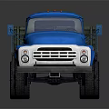 Blue Vintage Truck With Green Wooden Cargo Bed And Classic Design
