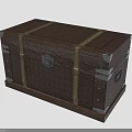 Vintage Brown Wooden Storage Trunk With Metal Clasps And Leather Straps