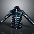 Shiny Dark Colored Puffer Jacket With Modern Design And Reflective Surface 3d model