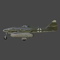 Olive Green Vintage WWII Military Jet Fighter With Single Seat And Iron Cross Insignia