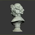 Classical Marble Bust Sculpture With Curly Hair And Decorative Base