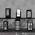 Chinese Style Outdoor Lanterns Featuring Intricate Cutout Patterns Metal Frames And White Panels