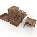 Wooden Storage Boxes For Household Use With Various Sizes And Designs 3d model