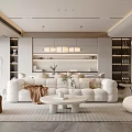 Guest Restaurant Sofa Coffee Table Combination Dining Table and Chair Combination Stool Floor Lamp Sculpture Chandelier Hanging 3d model