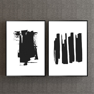 New Chinese abstract painting black and white commercial space abstract decorative painting 3d model