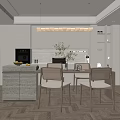 Modern Restaurant Interior Design With Open Layout Island Counter Dining Chairs And Hanging Lights