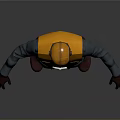 3D Worker Model Wearing Yellow Hard Hat Yellow Vest Gray Work Uniform And Brown Boots